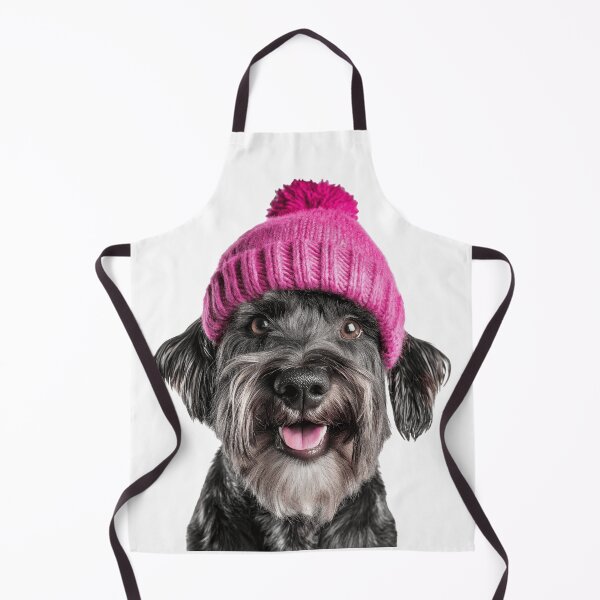 Item preview, Cozy Standard Schnauzer dog Wearing Pink Winter Hat Trendy Animal Fashion Artwork designed and sold by LazyOwlStore.