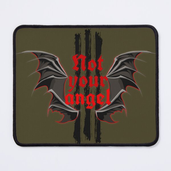Item preview, Not Your Angel – Gothic Blackletter Quote, Dark Fantasy Bat Wings, Gold Typography on Brown Vintage Grunge Background designed and sold by Molnarisa.