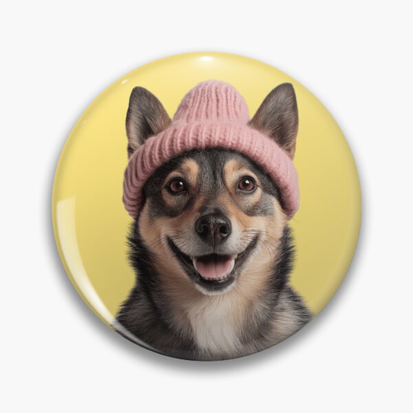 Item preview, Cozy Swedish Vallhund dog Wearing Pink Winter Hat Trendy Animal Fashion Artwork designed and sold by LazyOwlStore.