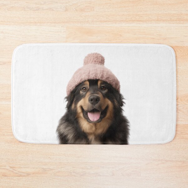 Item preview, Cozy Tibetan Mastiff dog Wearing Pink Winter Hat Trendy Animal Fashion Artwork designed and sold by LazyOwlStore.