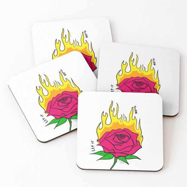 Item preview, Burning rose old school tatoo style let it burn designed and sold by GroovyKaktus.