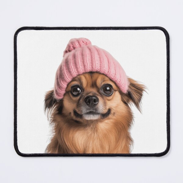 Item preview, Cozy Tibetan Spaniel dog Wearing Pink Winter Hat Trendy Animal Fashion Artwork designed and sold by LazyOwlStore.