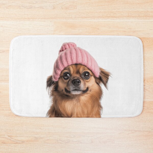 Item preview, Cozy Tibetan Spaniel dog Wearing Pink Winter Hat Trendy Animal Fashion Artwork designed and sold by LazyOwlStore.