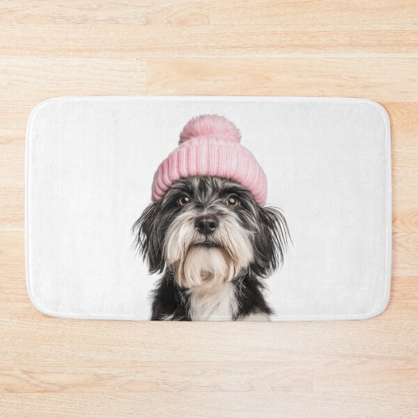 Item preview, Cozy Tibetan Terrier dog Wearing Pink Winter Hat Trendy Animal Fashion Artwork designed and sold by LazyOwlStore.