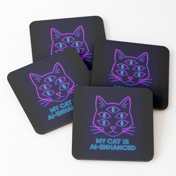 Item preview, My Cat Is AI-Enhanced – Funny Cyber Cat Neon Design designed and sold by GokuCreative .