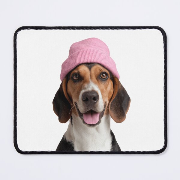 Item preview, Cozy Treeing Walker Coonhound dog Wearing Pink Winter Hat Trendy Animal Fashion Artwork designed and sold by LazyOwlStore.