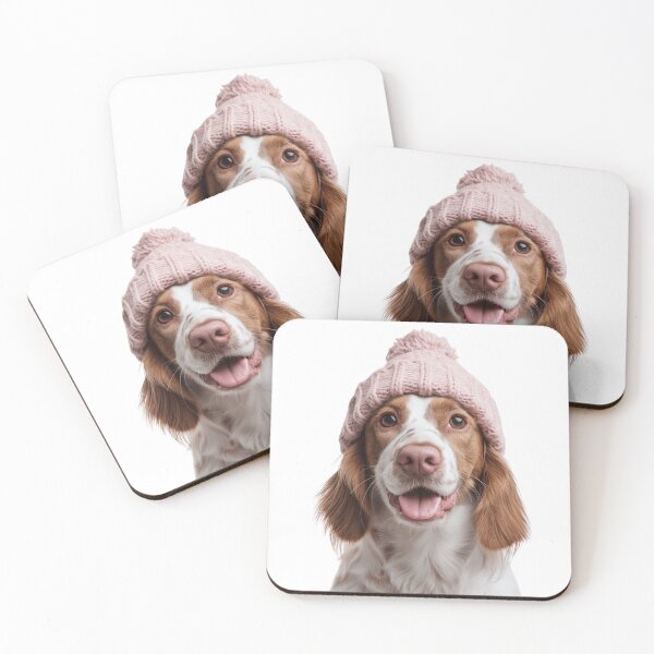 Item preview, Cozy Welsh Springer Spaniel dog Wearing Pink Winter Hat Trendy Animal Fashion Artwork designed and sold by LazyOwlStore.