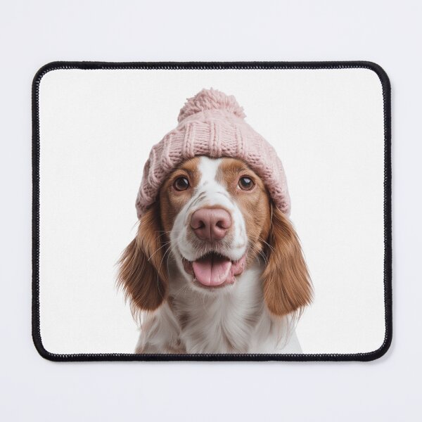 Item preview, Cozy Welsh Springer Spaniel dog Wearing Pink Winter Hat Trendy Animal Fashion Artwork designed and sold by LazyOwlStore.