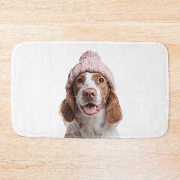 Item preview, Cozy Welsh Springer Spaniel dog Wearing Pink Winter Hat Trendy Animal Fashion Artwork designed and sold by LazyOwlStore.