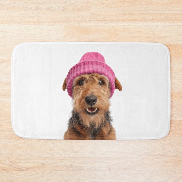 Item preview, Cozy Welsh Terrier dog Wearing Pink Winter Hat Trendy Animal Fashion Artwork designed and sold by LazyOwlStore.