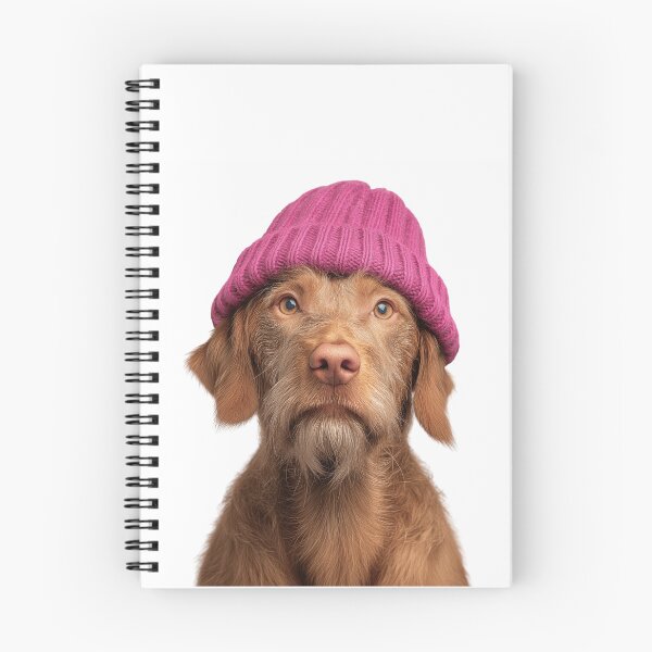 Item preview, Cozy Wirehaired Vizsla dog Wearing Pink Winter Hat Trendy Animal Fashion Artwork designed and sold by LazyOwlStore.