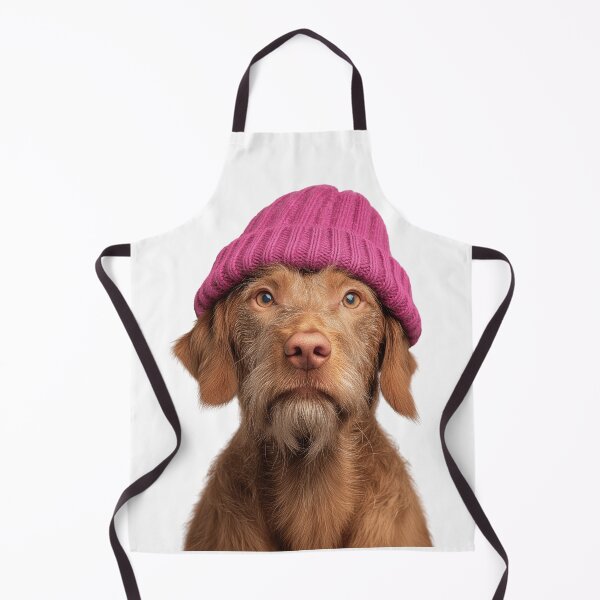 Item preview, Cozy Wirehaired Vizsla dog Wearing Pink Winter Hat Trendy Animal Fashion Artwork designed and sold by LazyOwlStore.