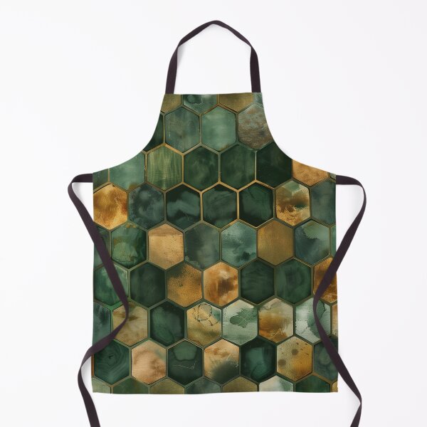 Item preview, Abstract honeycomb mosaic in green and gold designed and sold by Letteraddicted.