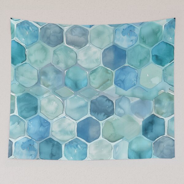 Item preview, Abstract honeycomb mosaic turquoise designed and sold by Letteraddicted.