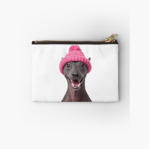 Item preview, Cozy Xoloitzcuintli dog Wearing Pink Winter Hat Trendy Animal Fashion Artwork designed and sold by LazyOwlStore.