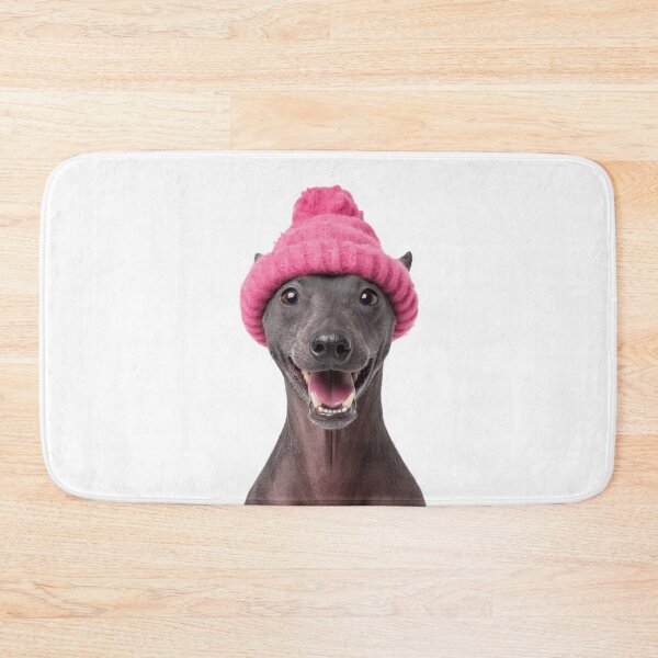 Item preview, Cozy Xoloitzcuintli dog Wearing Pink Winter Hat Trendy Animal Fashion Artwork designed and sold by LazyOwlStore.