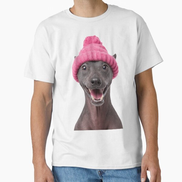 Item preview, Acogedor perro Xoloitzcuintli con sombrero rosa de invierno, obra de arte de moda animal de moda designed and sold by LazyOwlStore.