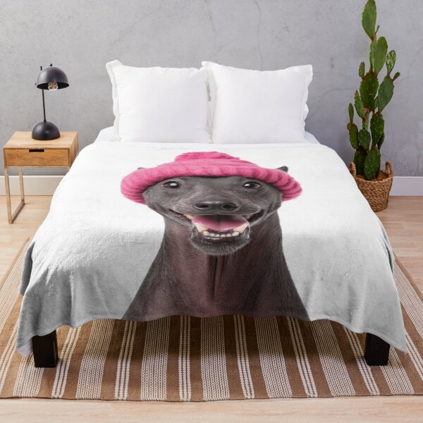 Item preview, Cozy Xoloitzcuintli dog Wearing Pink Winter Hat Trendy Animal Fashion Artwork designed and sold by LazyOwlStore.