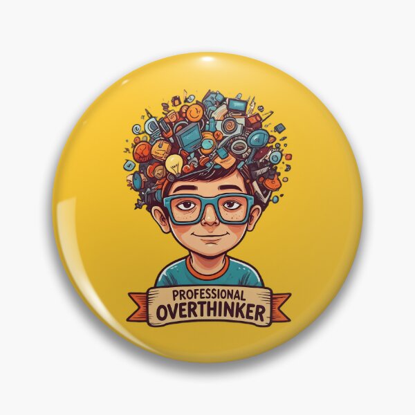 Item preview, Professional Overthinker – Quirky Cartoon Brainstorm Character Illustration designed and sold by PrintBreeze.