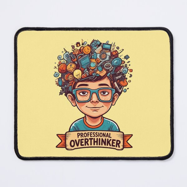 Item preview, Professional Overthinker – Quirky Cartoon Brainstorm Character Illustration designed and sold by PrintBreeze.