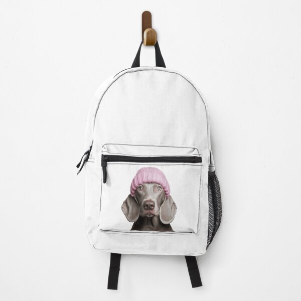 Item preview, Cozy Weimaraner dog Wearing Pink Winter Hat Trendy Animal Fashion Artwork designed and sold by LazyOwlStore.