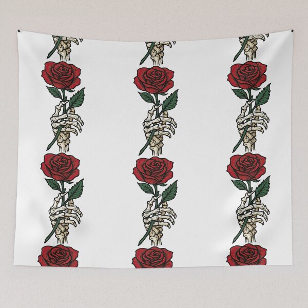 Item preview, Skeleton Hand Holding Rose Tattoo Style Design designed and sold by ArtfulWeave.