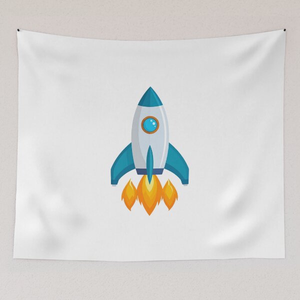 Item preview, Cartoon-Style Rocket Ship with Fire – Cute Space Adventure Illustration designed and sold by PrintCreations9.