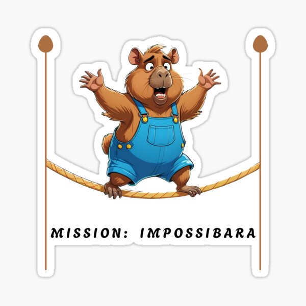 Mission Impossibara - Funny Capybara Tightrope Challenge Sticker