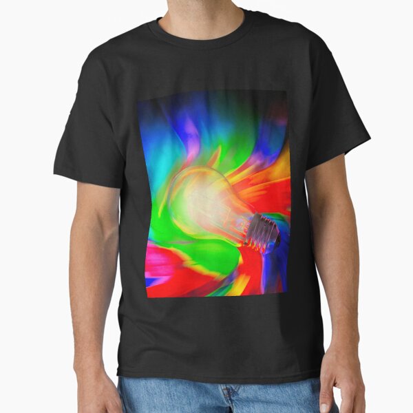 Light Bulb on a Swirl Rainbow Background Classic T-Shirt