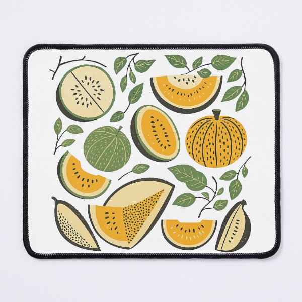 Item preview, Retro Melon Fruit Collage with Leaves Illustration designed and sold by ArtfulWeave.