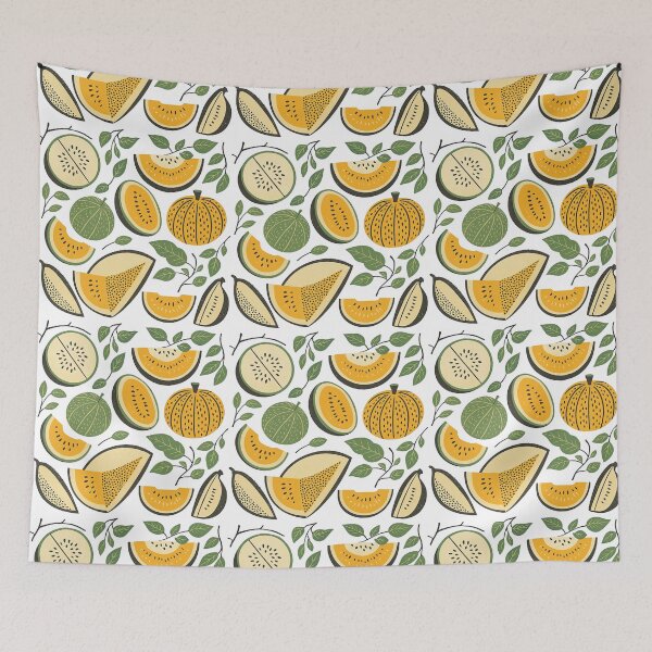 Item preview, Retro Melon Fruit Collage with Leaves Illustration designed and sold by ArtfulWeave.
