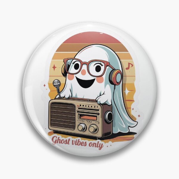 Item preview, Ghost Vibes Only Shirt | Cute Retro 70s Ghost Listening to Music Design  Vintage Halloween Ghost Sticker | Tiny Ghost with Glasses & Boombox Aesthetic designed and sold by MAGNAMOOD.