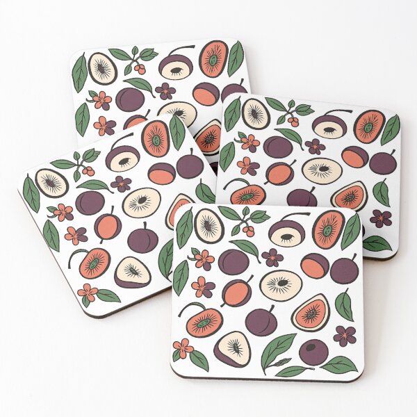 Item preview, Cute Plum Fruit Pattern with Leaves and Flowers Illustration designed and sold by ArtfulWeave.