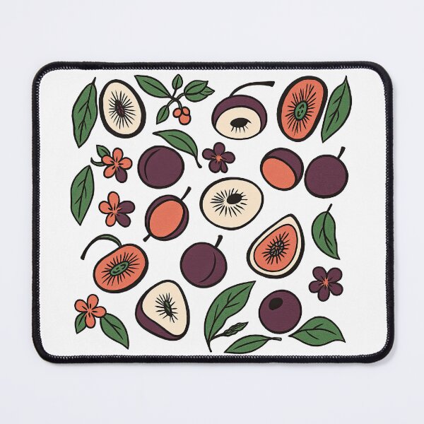Item preview, Cute Plum Fruit Pattern with Leaves and Flowers Illustration designed and sold by ArtfulWeave.