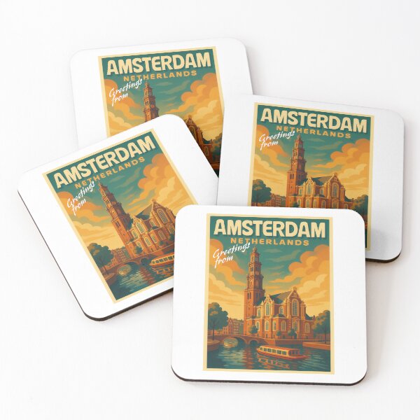 Item preview, AMSTERDAM - WESTERKERK Vintage Greeting Poster Art designed and sold by Earth Celebration Designs.