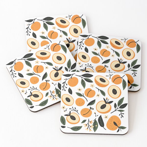 Item preview, Cute Apricot Fruit Pattern with Leaves and Flowers Illustration designed and sold by ArtfulWeave.