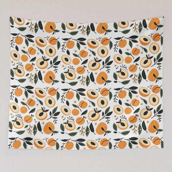 Item preview, Cute Apricot Fruit Pattern with Leaves and Flowers Illustration designed and sold by ArtfulWeave.