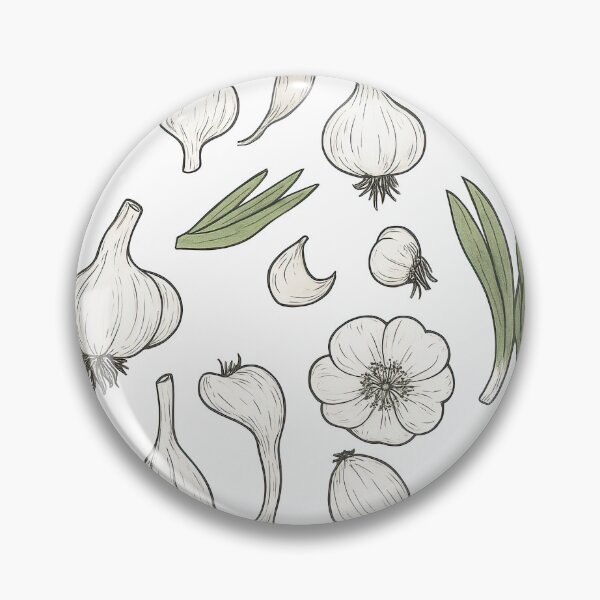 Item preview, Cute Garlic Pattern with Bulbs Cloves Flowers and Leaves Illustration designed and sold by ArtfulWeave.