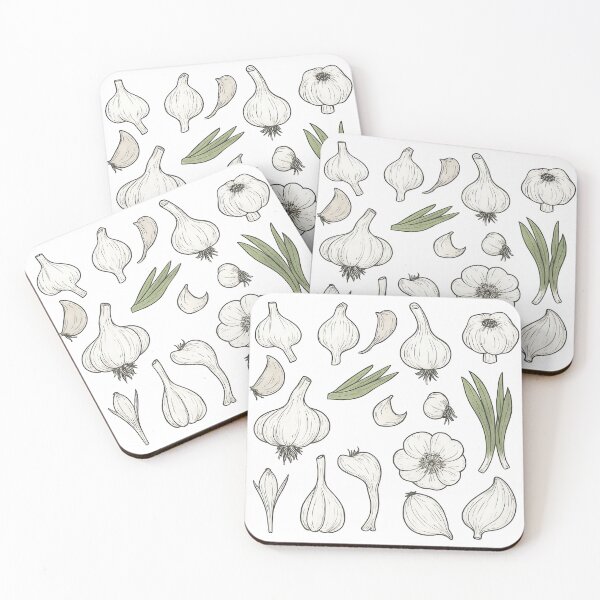 Item preview, Cute Garlic Pattern with Bulbs Cloves Flowers and Leaves Illustration designed and sold by ArtfulWeave.