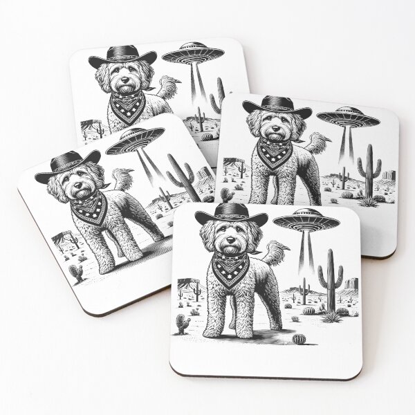 Item preview, Vintage Retro Cockapoo UFO Western Country Wild West Dog Mom Dad designed and sold by Kimberley King Art  King Art.