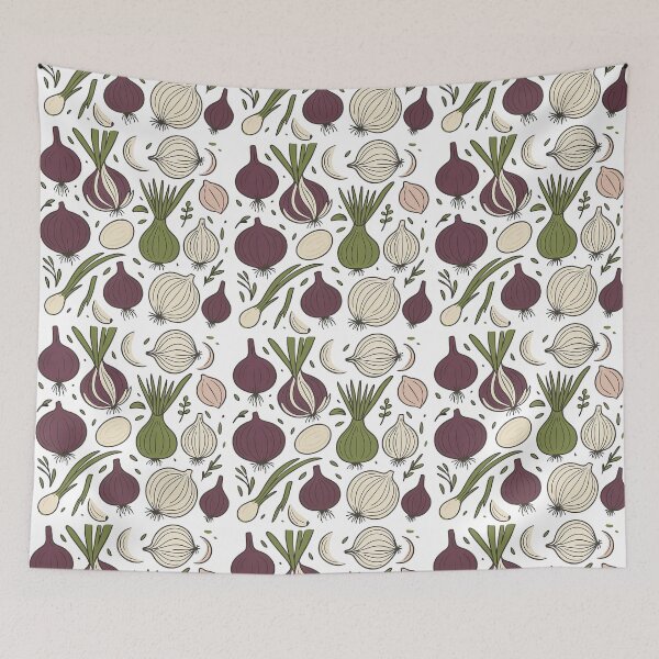 Item preview, Cute Onion Vegetable Pattern with Purple White and Green Onions Illustration designed and sold by ArtfulWeave.