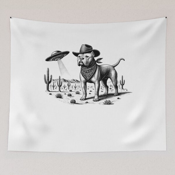 Item preview, Vintage Retro Dogo Argentino UFO Western Country Wild West Dog Mom Dad designed and sold by Kimberley King Art  King Art.