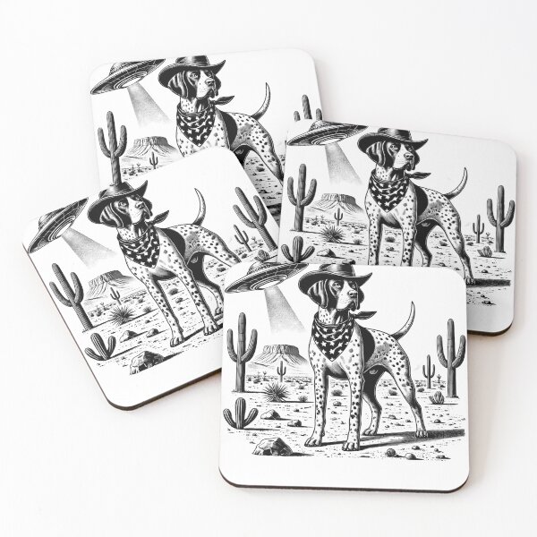Item preview, Vintage Retro English Pointer UFO Western Country Wild West Dog Mom Dad designed and sold by Kimberley King Art  King Art.