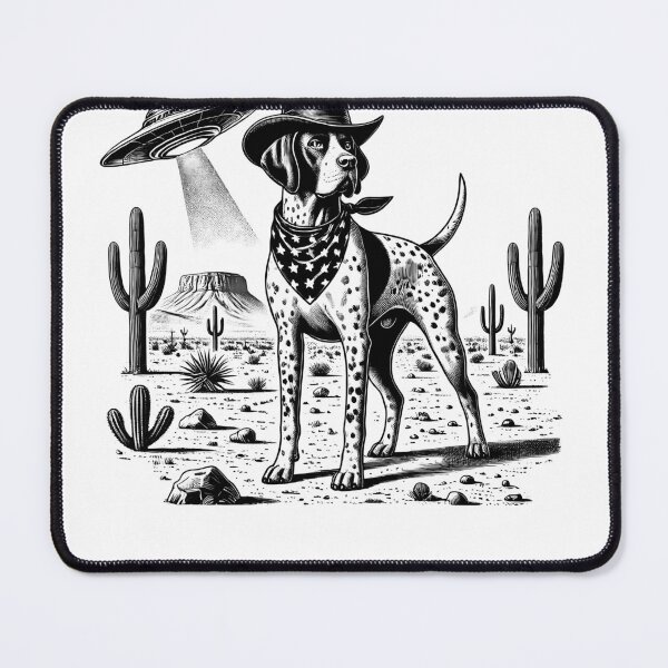 Item preview, Vintage Retro English Pointer UFO Western Country Wild West Dog Mom Dad designed and sold by Kimberley King Art  King Art.