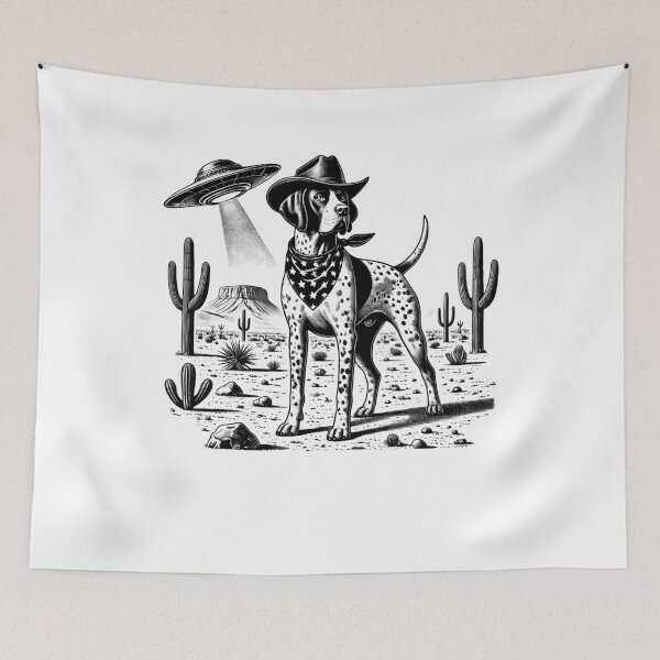 Item preview, Vintage Retro English Pointer UFO Western Country Wild West Dog Mom Dad designed and sold by Kimberley King Art  King Art.
