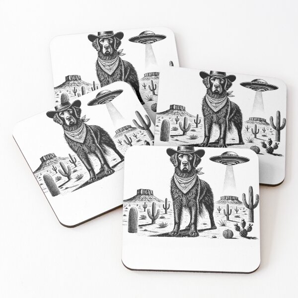 Item preview, Vintage Retro Flat-Coated Retriever UFO Western Country Wild West Dog Mom Dad designed and sold by Kimberley King Art  King Art.