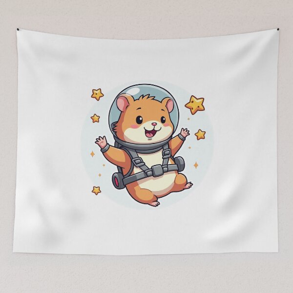Item preview, Space Hamster – Floating Astronaut Hamster Cartoon designed and sold by MzulhilmiZam.
