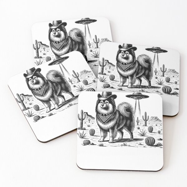 Item preview, Vintage Retro German Spitz UFO Western Country Wild West Dog Mom Dad designed and sold by Kimberley King Art  King Art.
