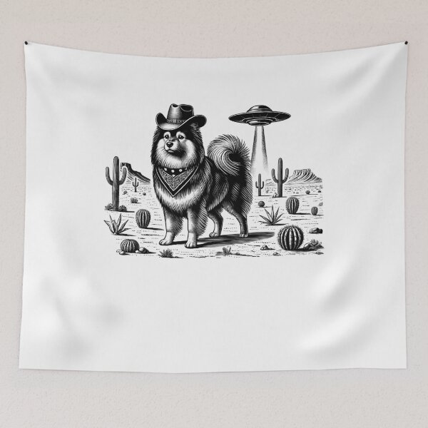 Item preview, Vintage Retro German Spitz UFO Western Country Wild West Dog Mom Dad designed and sold by Kimberley King Art  King Art.