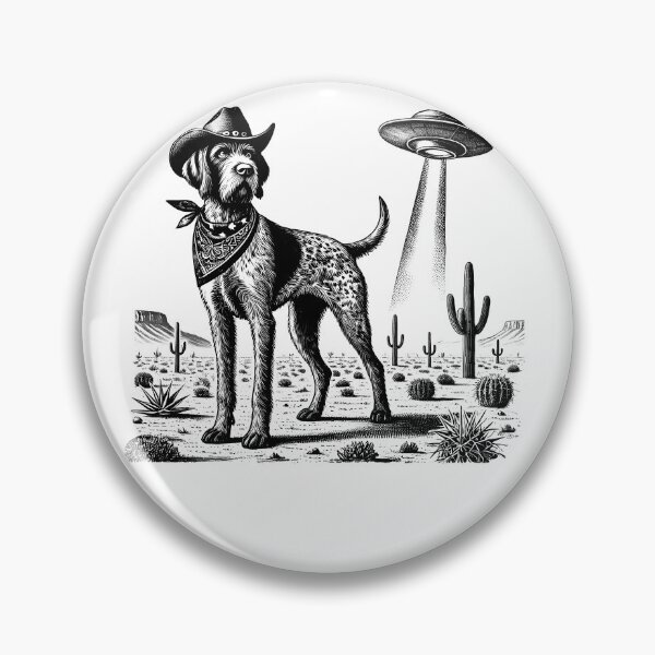 Item preview, Vintage Retro German Wirehaired Pointer UFO Western Country Wild West Dog Mom Dad designed and sold by Kimberley King Art  King Art.